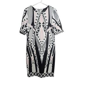 Madison Leigh Shift Dress Women's Size‎ 8 Pink Black Geometric Stripes